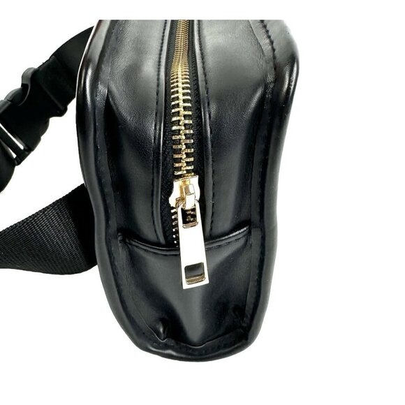 Amanda Uprichard Belt Bag Black Vegan Leather Gold Hardware Travel‎ Purse New - Picture 9 of 13